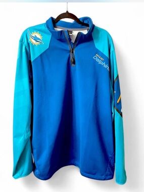 NFL Miami Dolphins Blue & Aqua Quarter-Zip Rash Guard